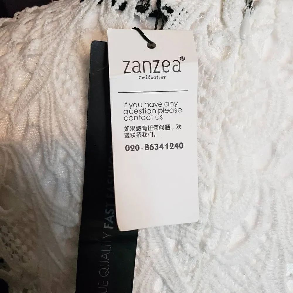 Zanzea Collection Womens White Sleeves Lace Bodice Sheer Skirt Dress Size 4 - Picture 11 of 14